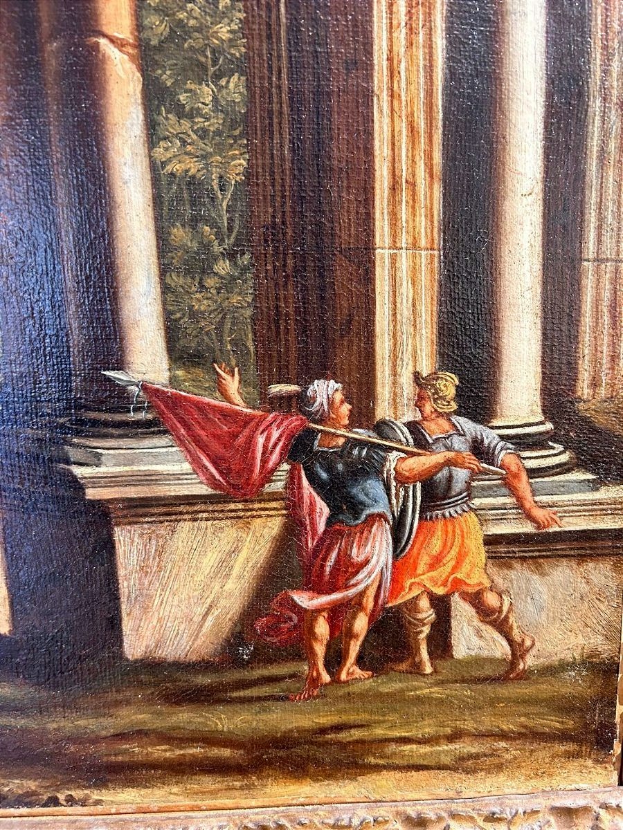 A Pair Of Architectural Caprices Featuring Biblical Scenes With Coeval Roman Frames.-photo-5