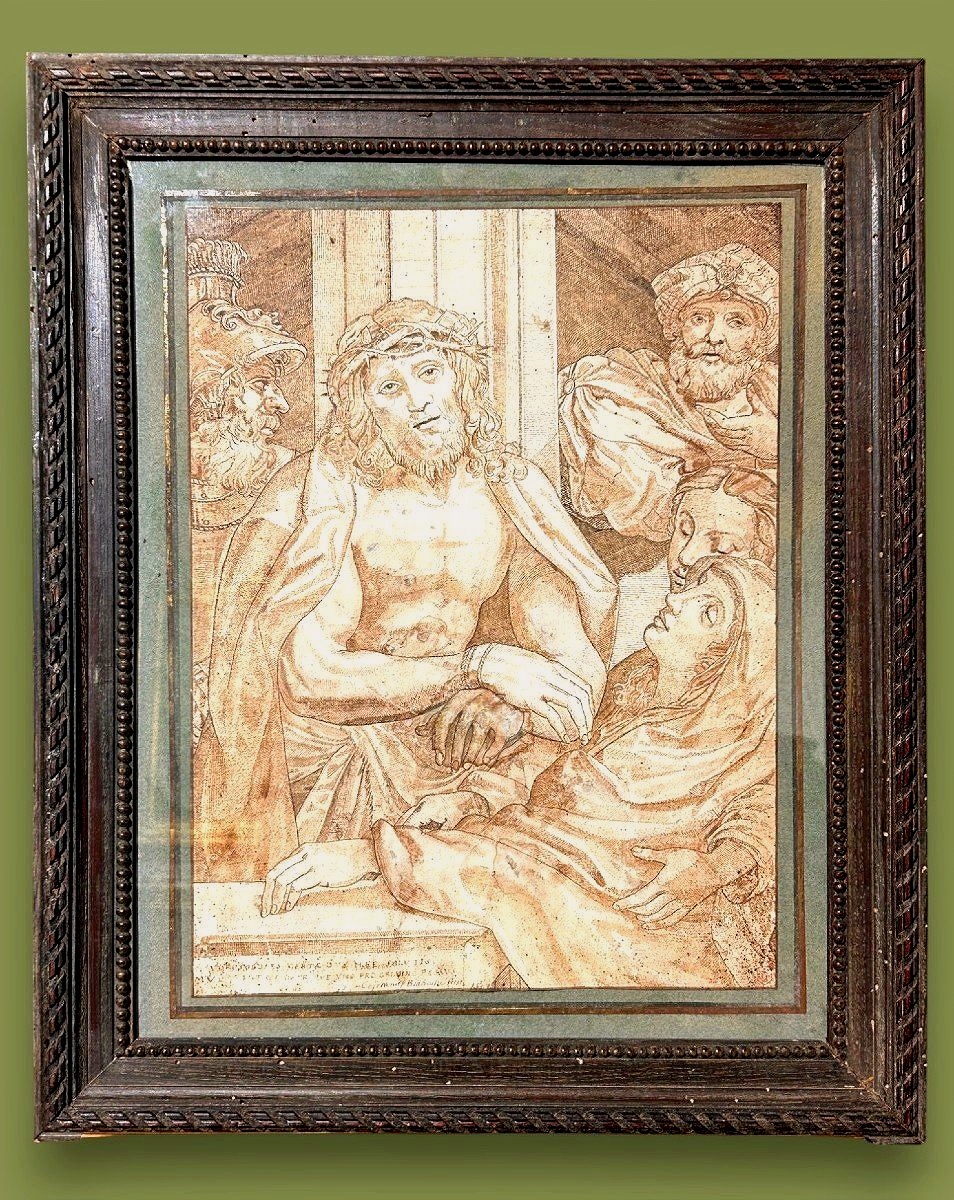 Hecce Homo, 17th-century Drawing (inv. Correggio, Drawing By Ag. Carracci) (375x270 Mm)