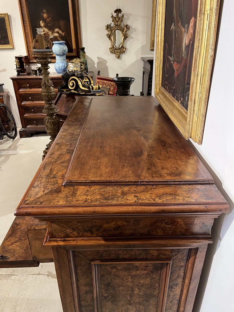 A 5-drawer Walnut-burl Cabinet With A Writing Desk. Rome, 17th Century.-photo-6