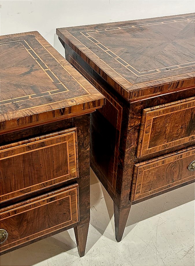Pair Of Louis XVI Dressers, Finely Inlaid With Precious Woods. Papal States.-photo-6