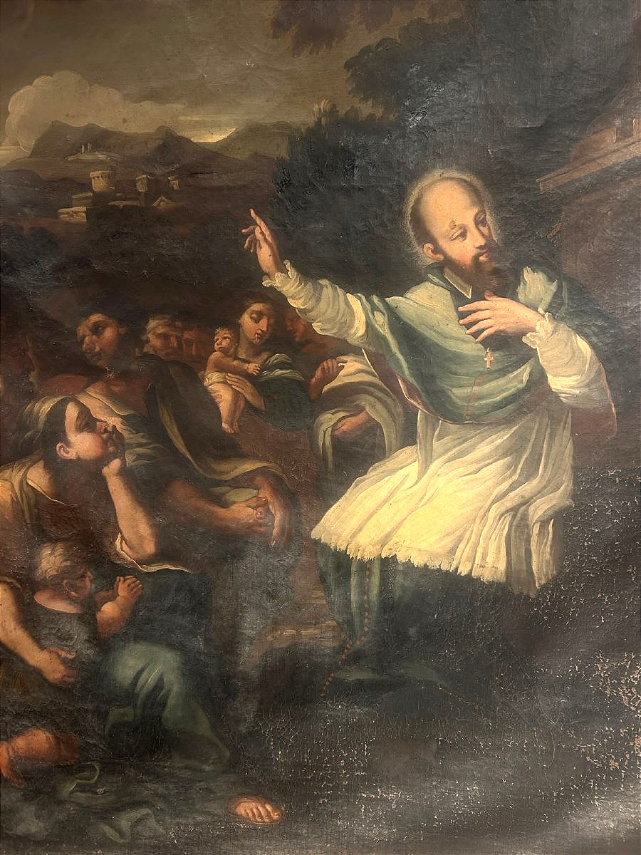 Prêche de saint François de Sales, dans un cadre romain sablé – XVIIe siècle-photo-2