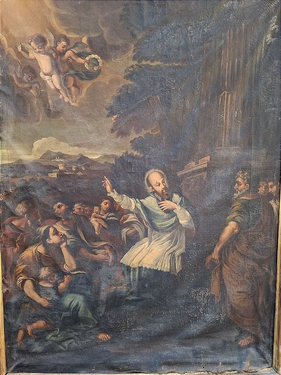 Prêche de saint François de Sales, dans un cadre romain sablé – XVIIe siècle-photo-2