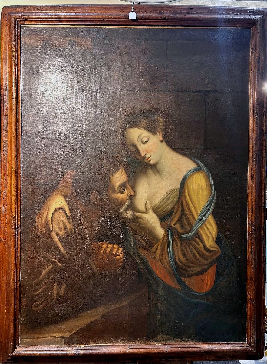 Charité Romaine Dernier Quart Du XVIIe Siècle - école De Gian Domenico Cerrini. (113x152cm)-photo-3