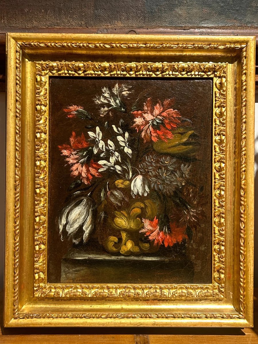 Pair Of Still Lifes With Flowers - Rome, Mid-17th Century - Circle Of Mario Nuzzi-photo-4