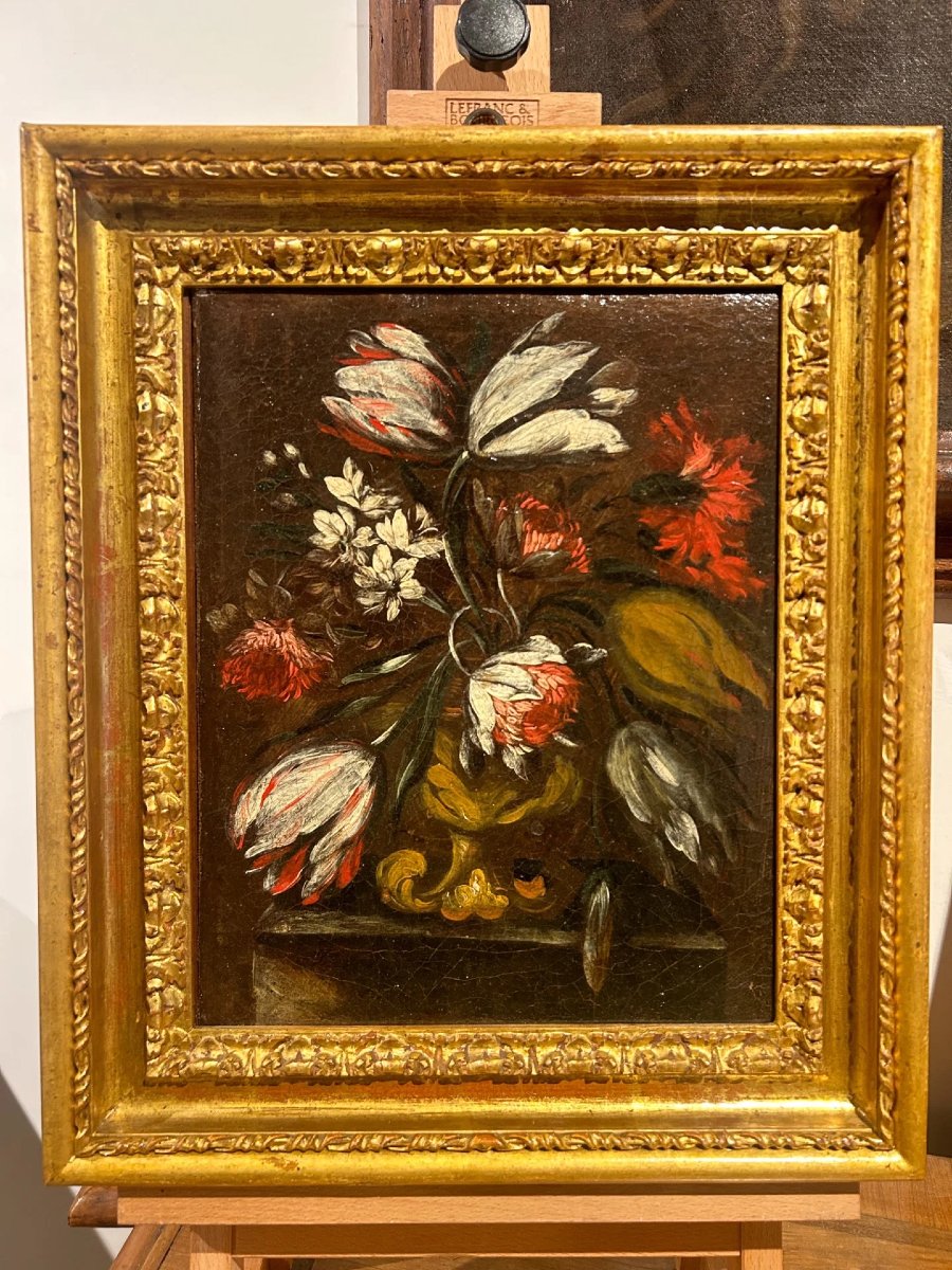 Pair Of Still Lifes With Flowers - Rome, Mid-17th Century - Circle Of Mario Nuzzi-photo-1