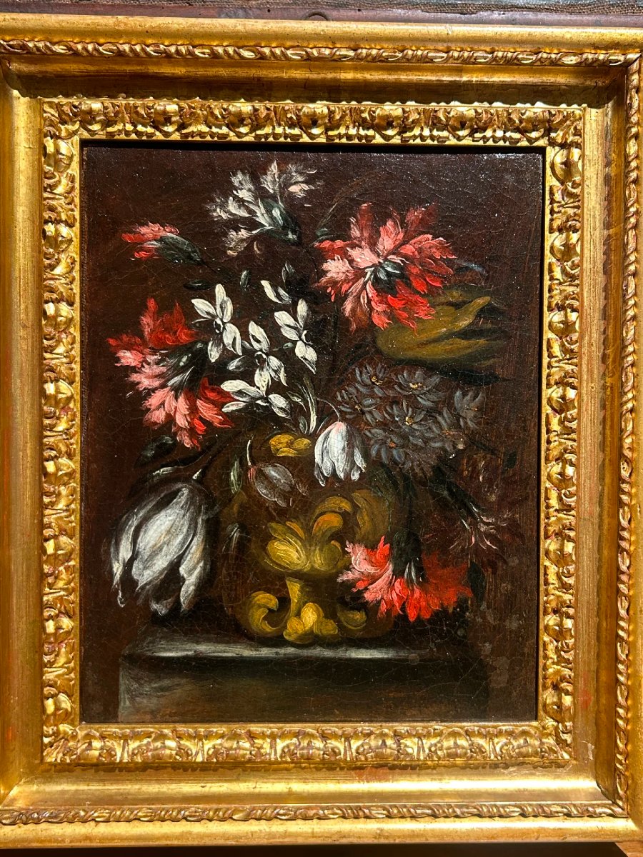 Pair Of Still Lifes With Flowers - Rome, Mid-17th Century - Circle Of Mario Nuzzi-photo-2