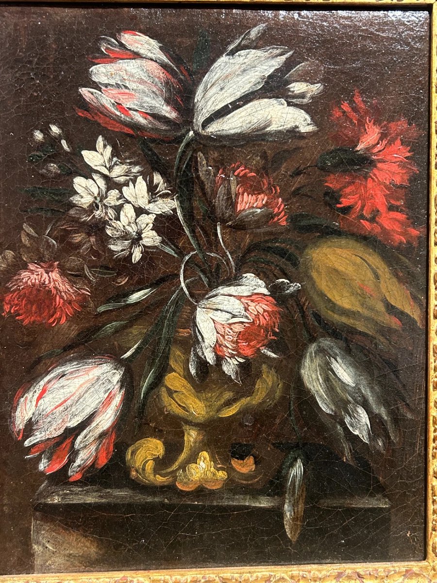 Pair Of Still Lifes With Flowers - Rome, Mid-17th Century - Circle Of Mario Nuzzi-photo-6