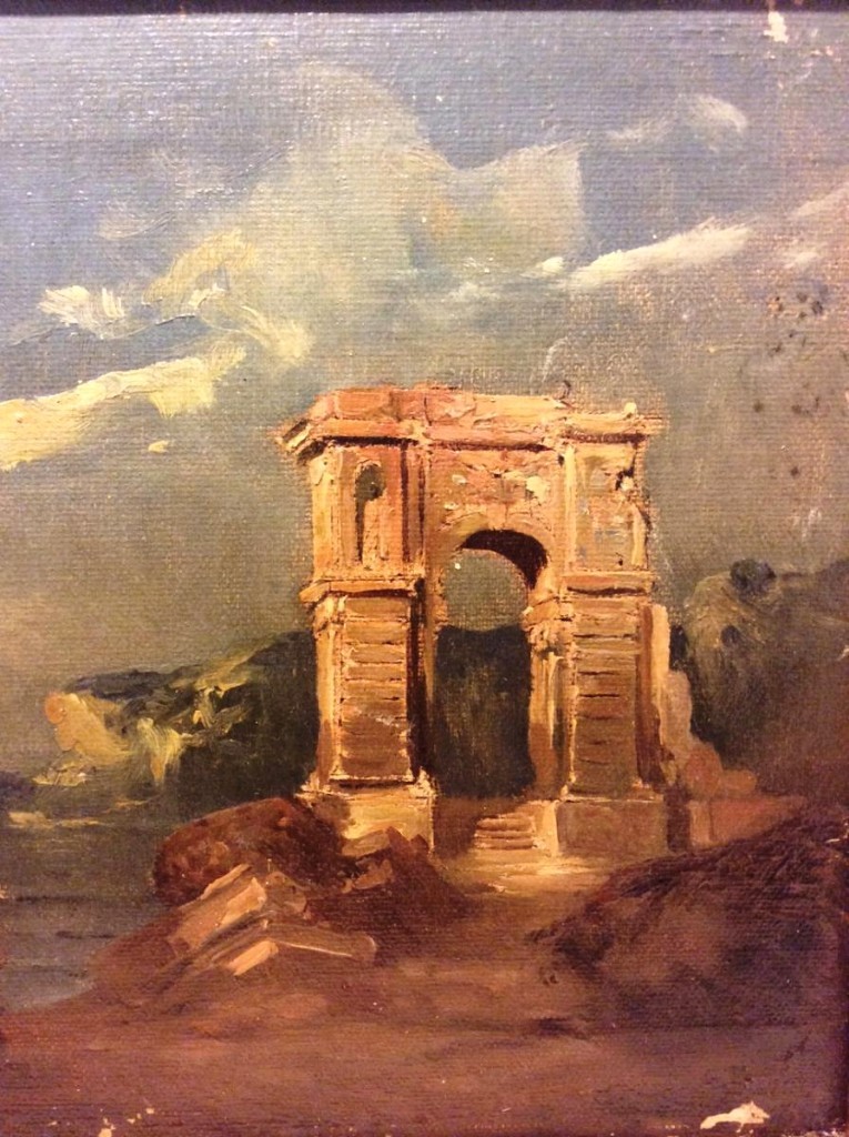 Marine With Classical Ruins And Mountain Landscape, Oils On Canvas Signed Giuseppe Ferrari-photo-4