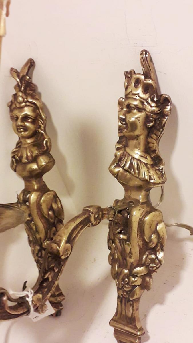 Pair Of Gilt Bronze Sconces Empire First-photo-2