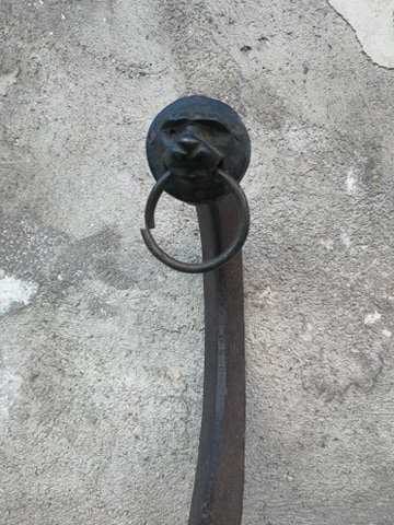 Rare And Ambiguous  15th Or 16th Century Iron Tool With Bronze Lion Head On The Handle-photo-1