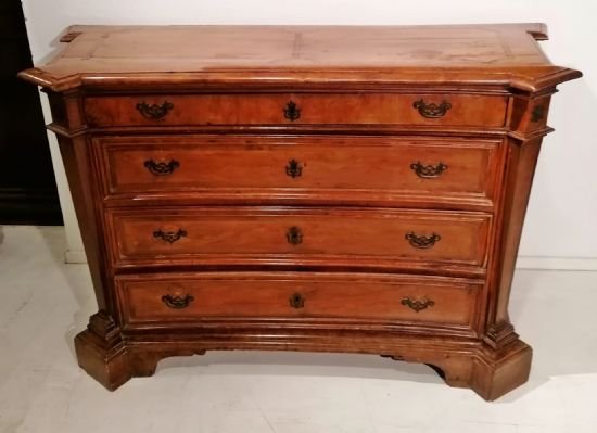 Rare Louis XIV Chest Of Drawers Veneered In Cypress Wood And Inlaid With Rosewood, Papal State.-photo-2