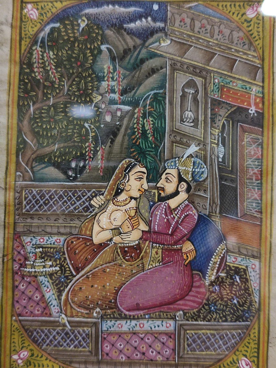  N.4 "seprian" Miniatures (?) Illustrations From A Sexual Manual. Persia And Rajastan (?), First XIX Century.-photo-4