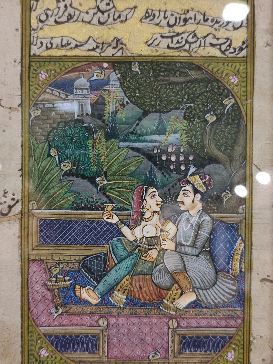  N.4 "seprian" Miniatures (?) Illustrations From A Sexual Manual. Persia And Rajastan (?), First XIX Century.-photo-1
