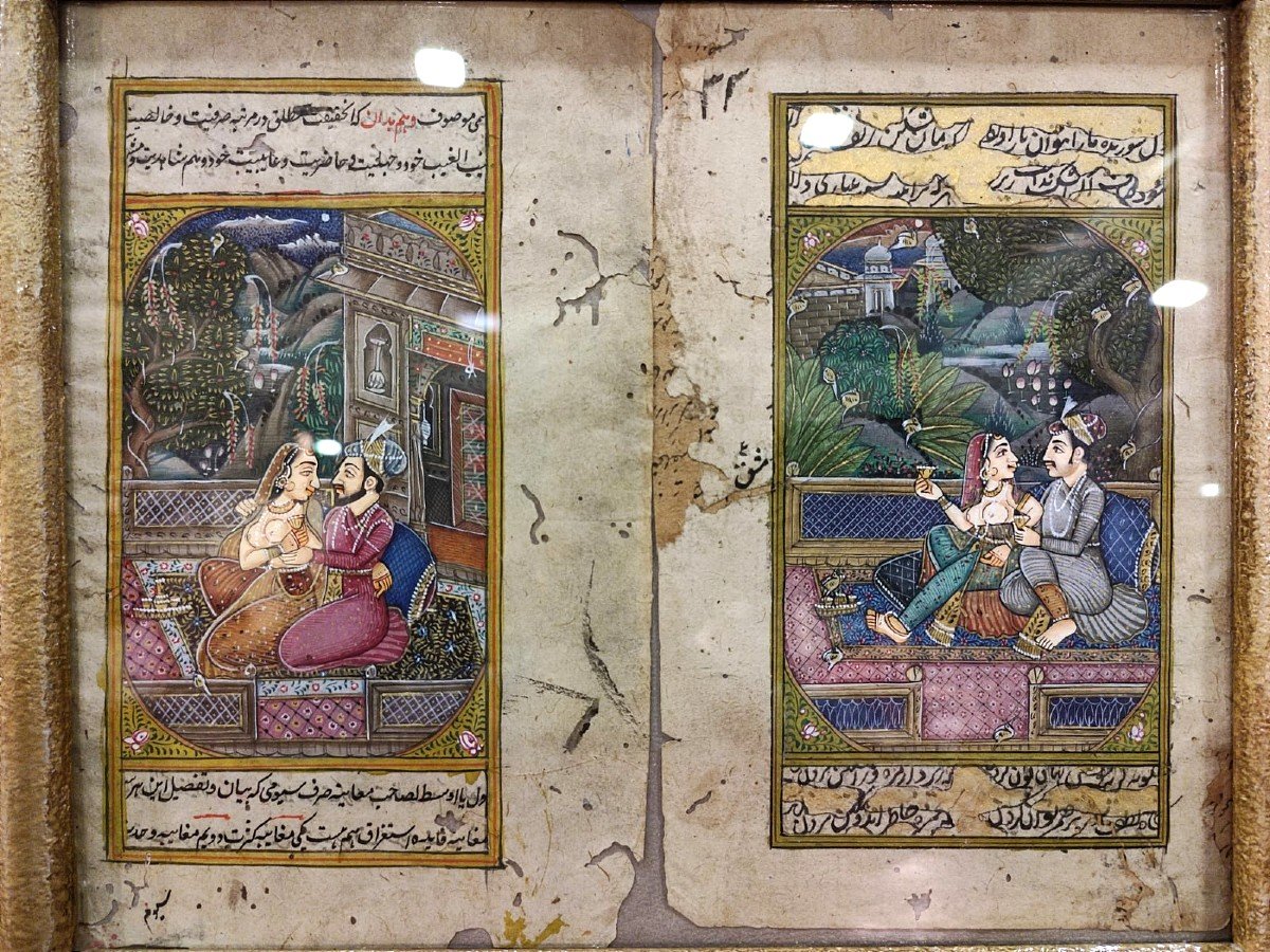  N.4 "seprian" Miniatures (?) Illustrations From A Sexual Manual. Persia And Rajastan (?), First XIX Century.