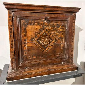 Small And Rare Coin Cabinet With Carthusian Inlays.