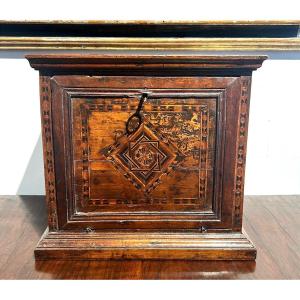 Small And Rare Coin Cabinet With Carthusian Inlays.