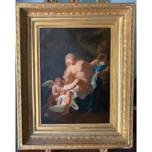 Toilette De Vénus, Huile Sur Panneau. Peintre Français d'étude, Début 19ème Siècle