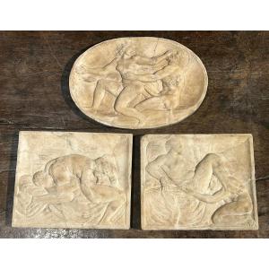 Marble Bas-reliefs With Erotic Scenes, 18th Century?