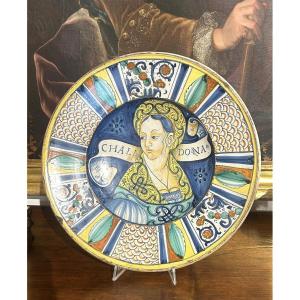 Umbrian Deruta Plate With "bella" - Chalidona, 1520-40ca.