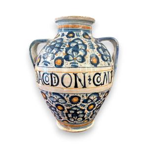 Pot à palmettes persanes de Montelupo, XVIth century, hauteur 31cm.