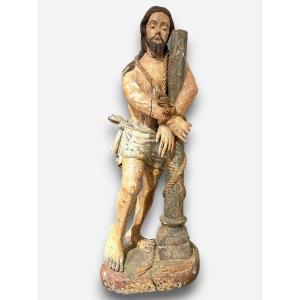 "christ At The Column," Carved From Polychrome Wood. Spain, 16th Century.