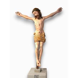 "cristo Patiens" In Wood With Original Polychrome Paint, Central Italy, Early 16th Century.