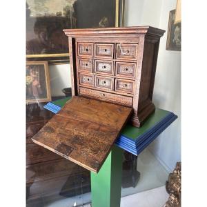 A Small, Rare 16th-century Coin Cabinet With Carthusian Inlay Work