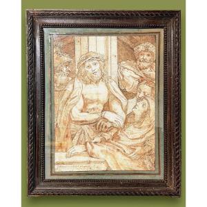 Hecce Homo, 17th-century Drawing (inv. Correggio, Drawing By Ag. Carracci) (375x270 Mm)