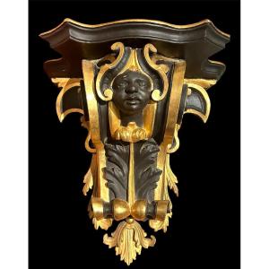 A Finely Carved Shelf Decorated With Gold And Black Lacquer. Central Italy, Late 17th Century