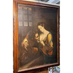 Charité Romaine Dernier Quart Du XVIIe Siècle - école De Gian Domenico Cerrini. (113x152cm)