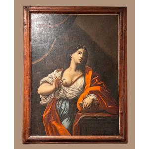 Mort de Cléopâtre, seconde moitié du XVIIe siècle. 113 X 152cm H avec cadre ancienné.