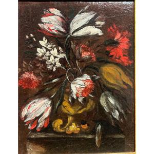 Pair Of Still Lifes With Flowers - Rome, Mid-17th Century - Circle Of Mario Nuzzi