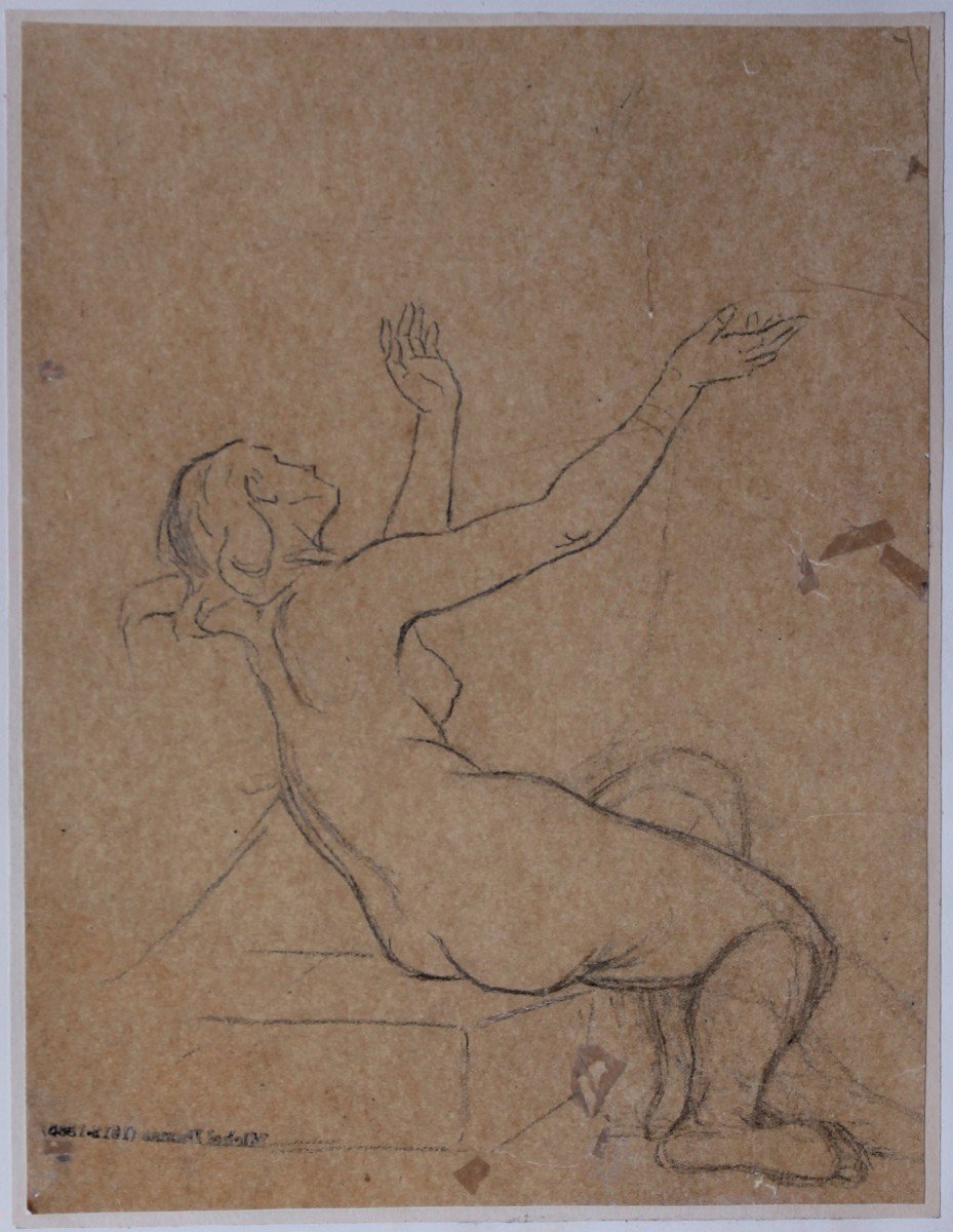 Michel Dumas (1812 - 1885)  Etude Dessin Cachet