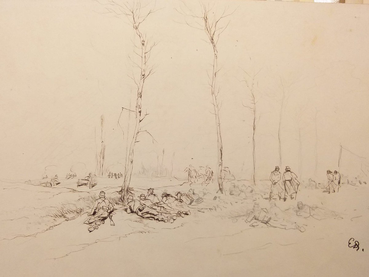 Edouard Detaille (1848 - 1912) Soldats , Dessin, Cachet Ed