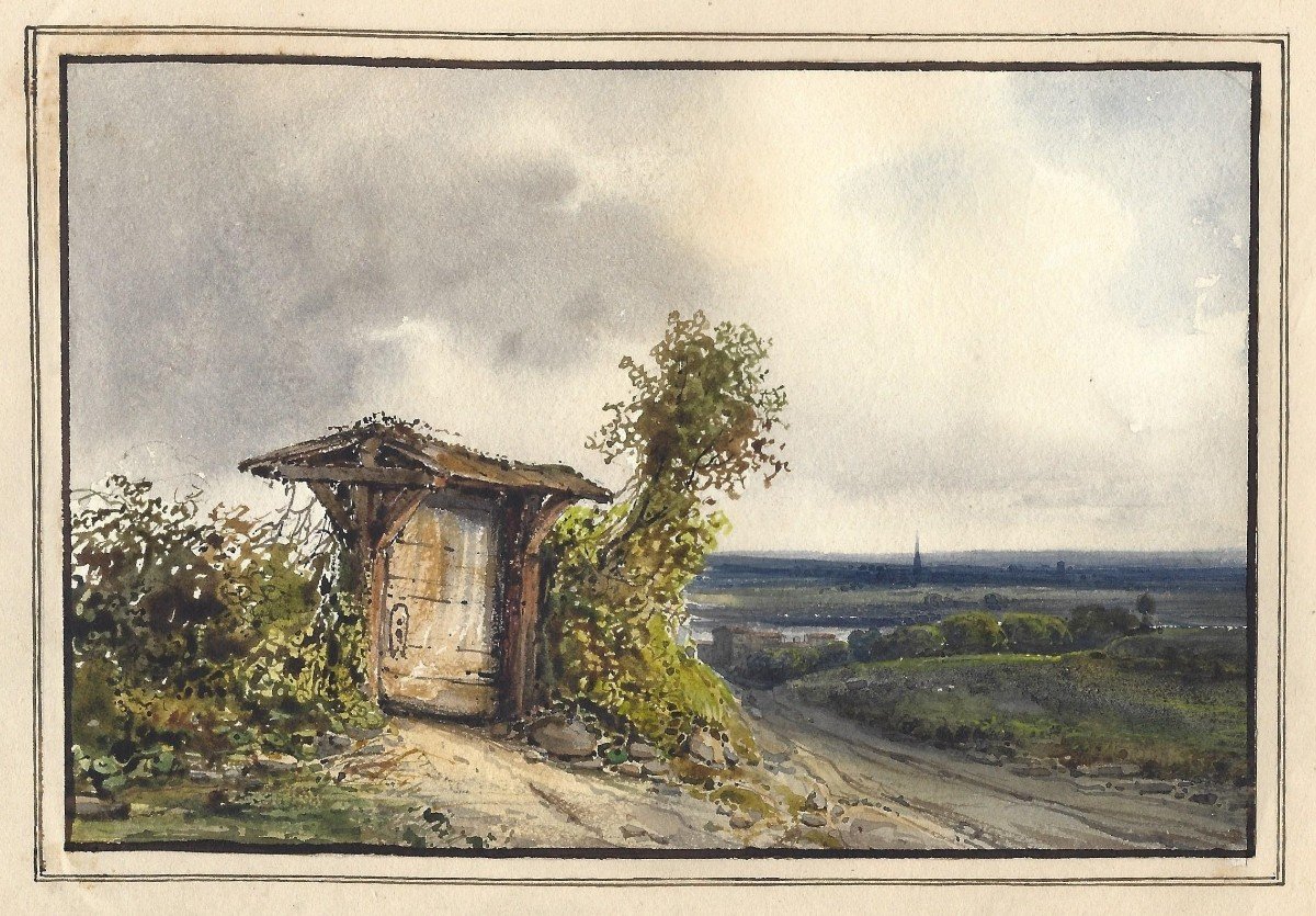 Jean Achard (1807 - 1884) Aquarelle Paysage