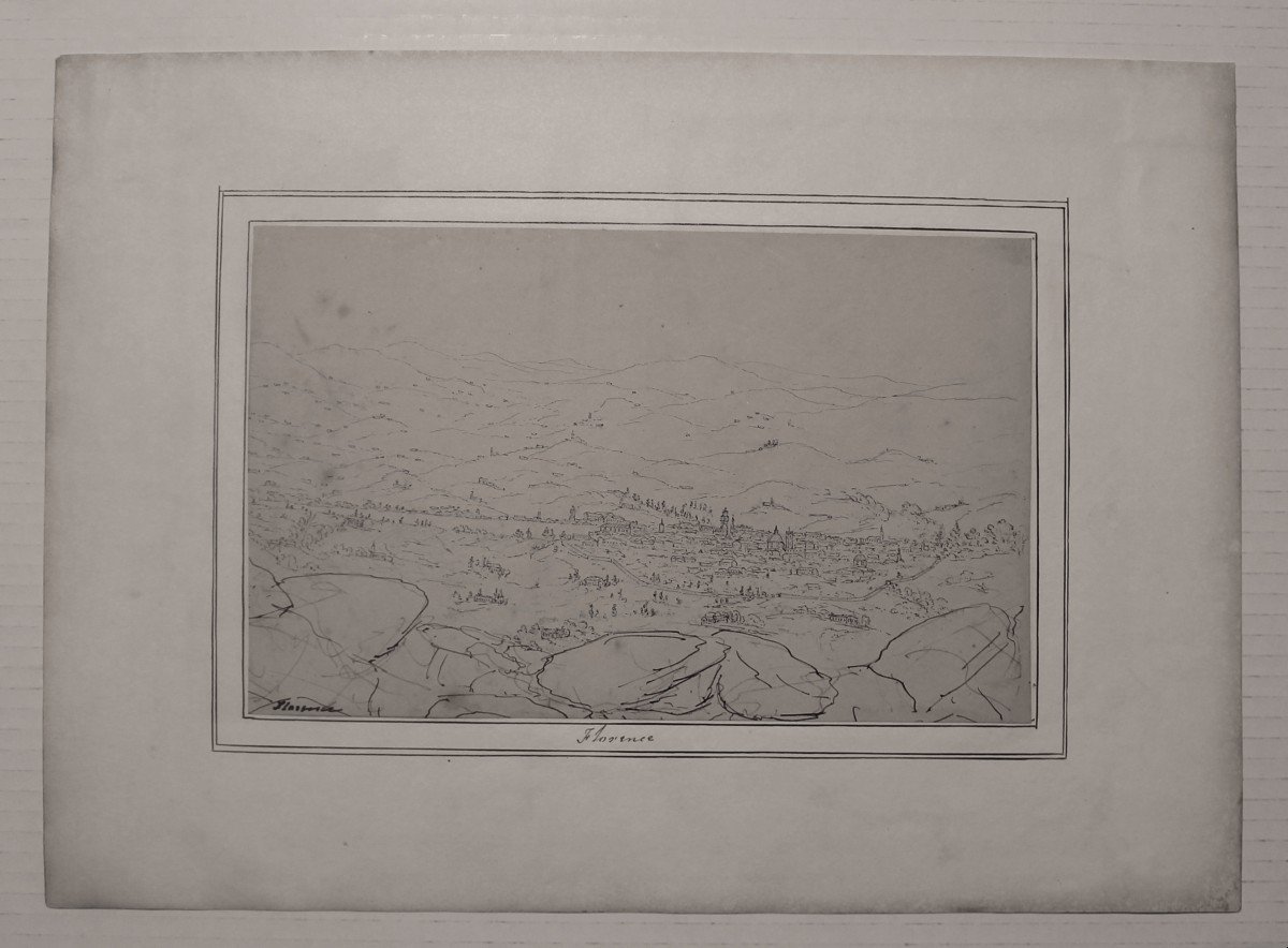 Deux Vues De Florence - Dessins - XIX Siècle-photo-4