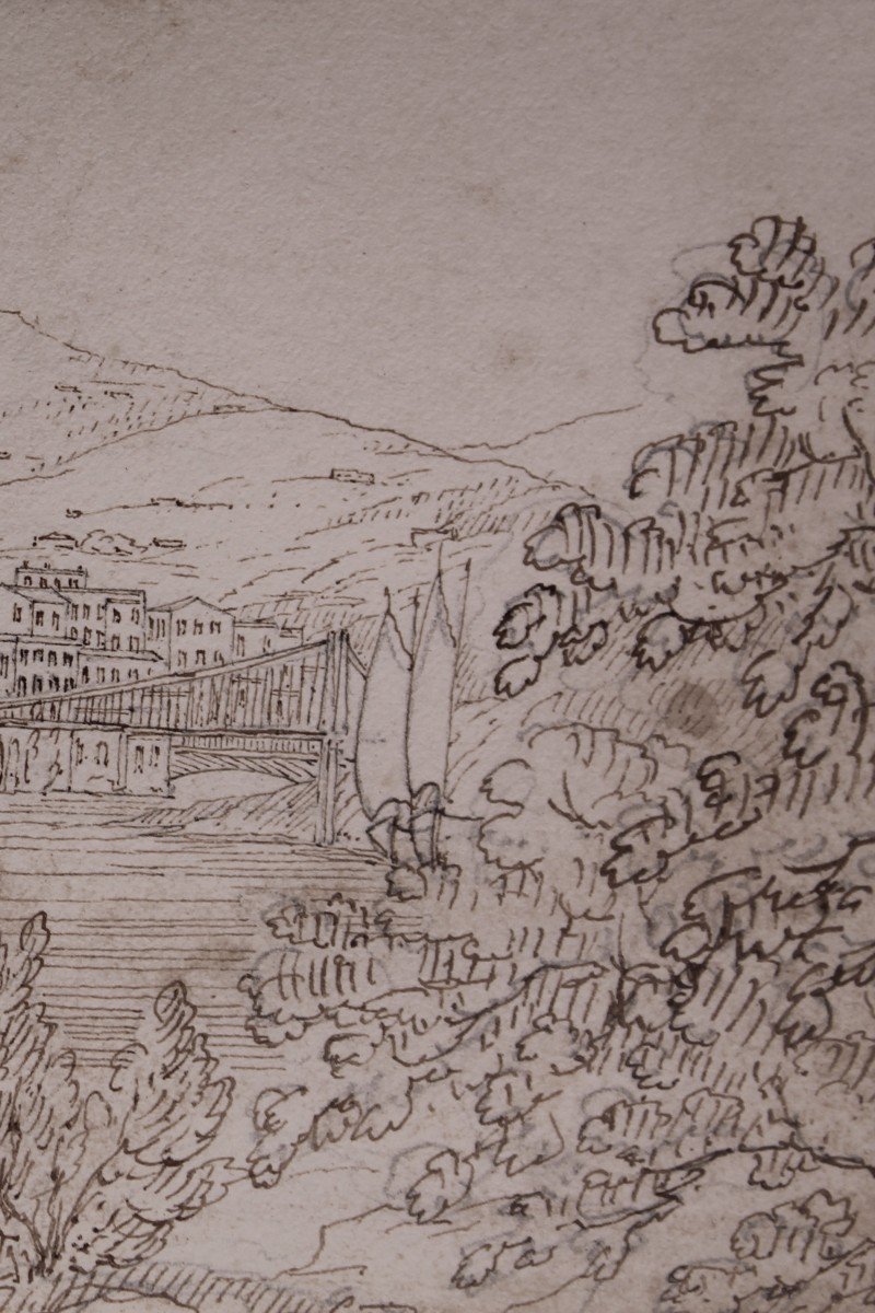 Deux Vues De Florence - Dessins - XIX Siècle-photo-3