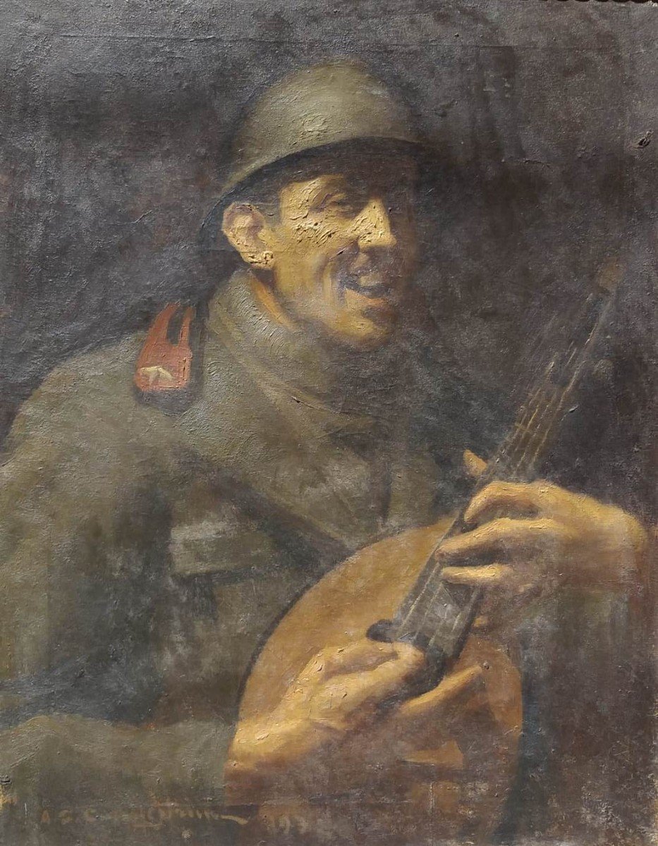 Alcide Davide Campestrini (1863 - 1940) Soldier - Sing That It Gets By - Signed - Wwi