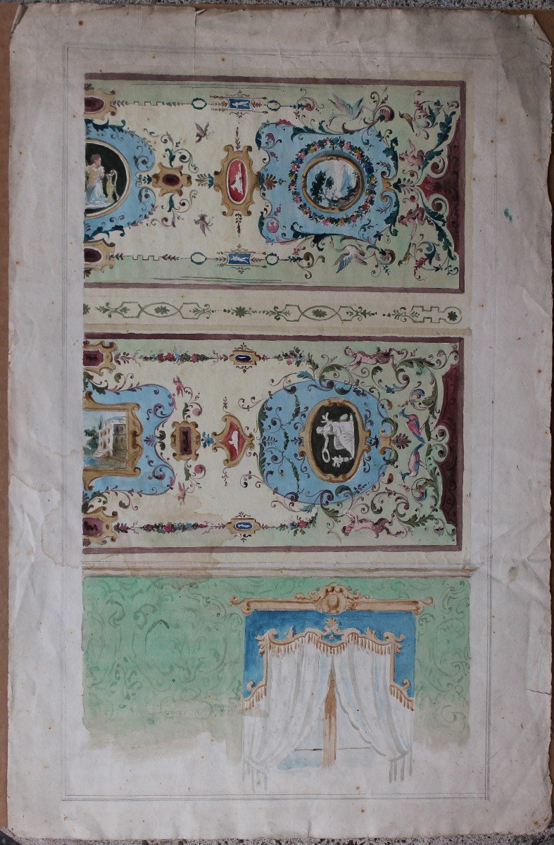 Watercolor - Art Nouveau- Bologna - Liberty - Project For A Decoration