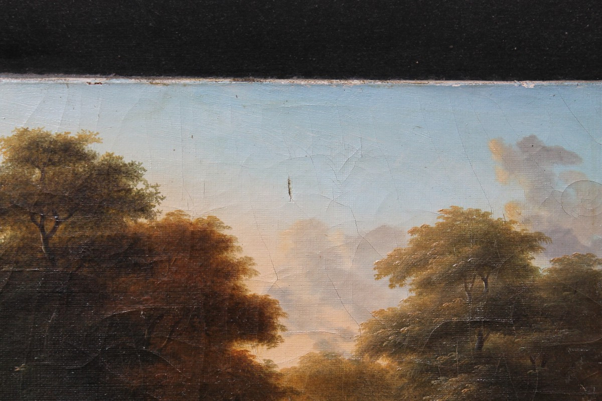 Philippe Budelot 19ème Paysage Bois de Fointainebleau Toile d'Origine-photo-3