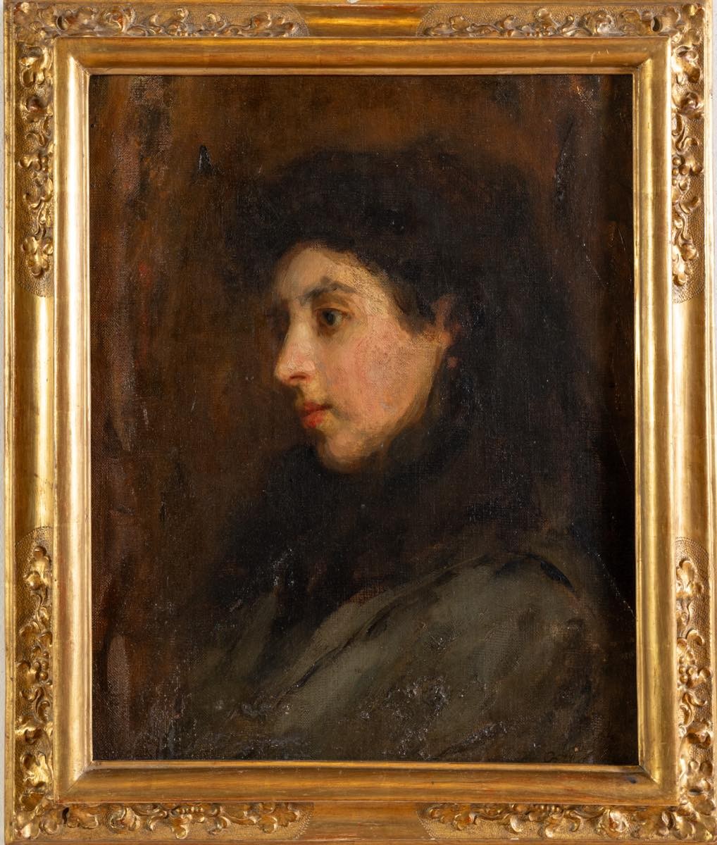 Ottavio Grolla - Portrait Féminin - Signé - -photo-2