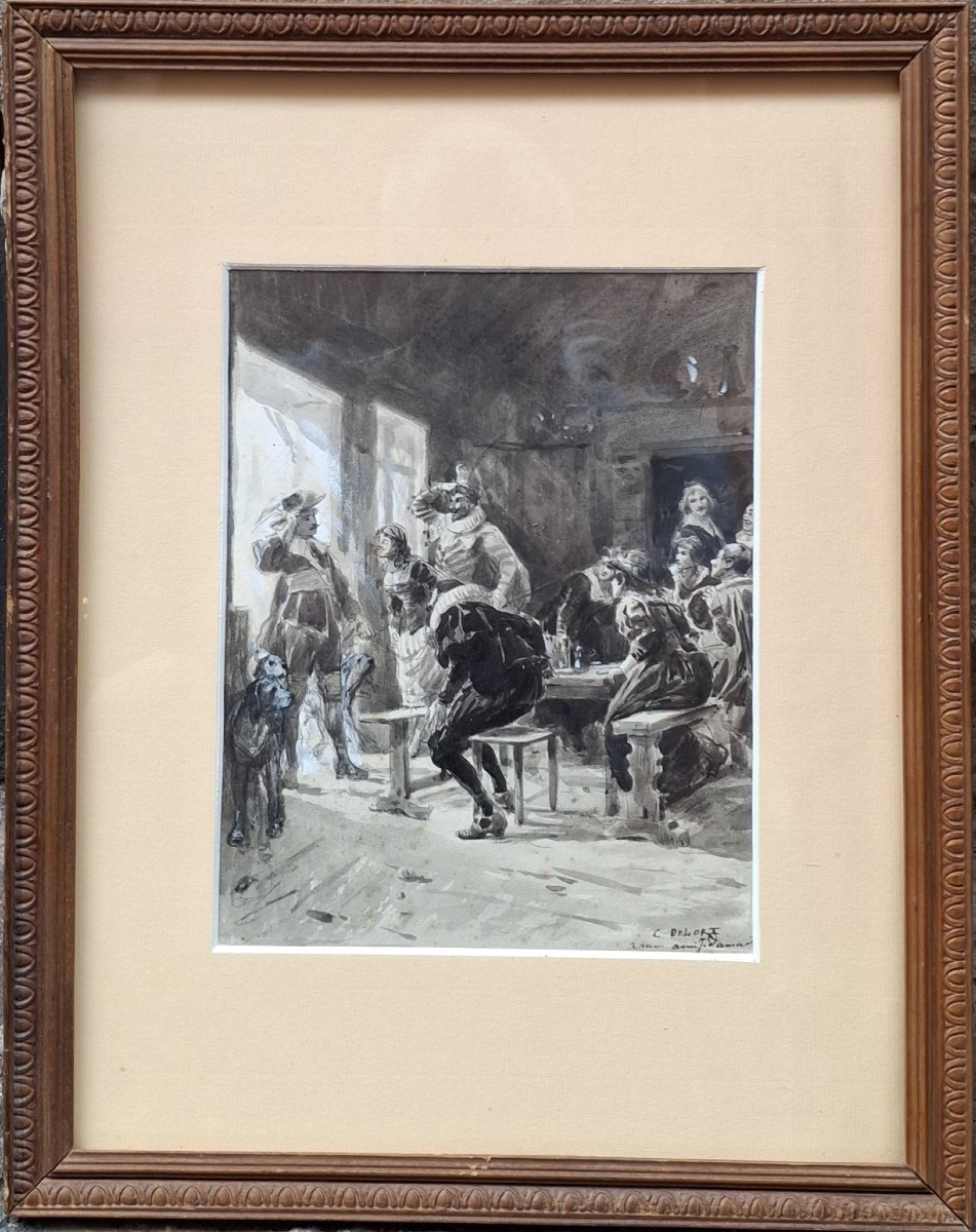 Charles Delort  Capitaine Fracasse Théophile Gautier Pen Ink Signed Illustration-photo-2