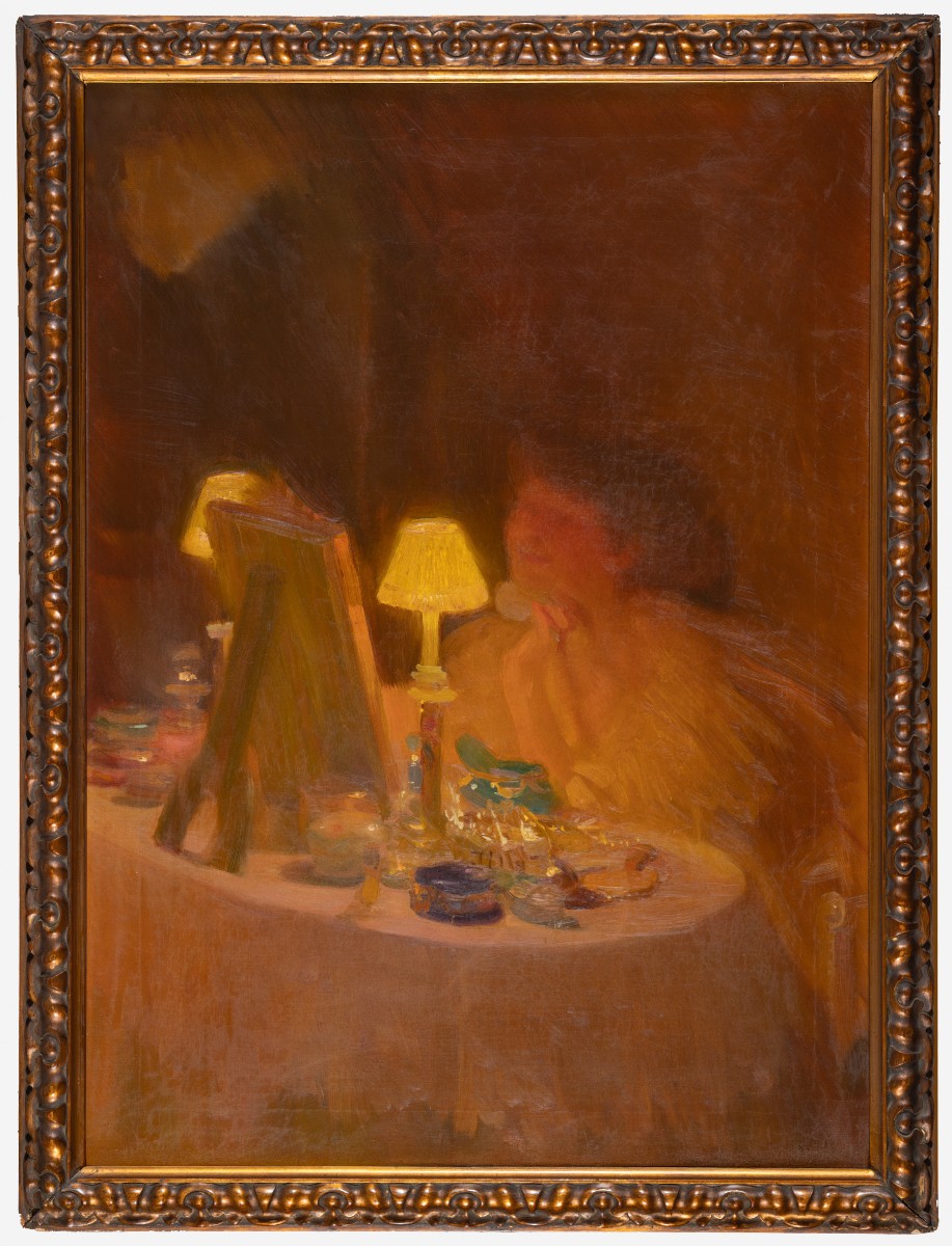 Alfredo Protti - Bologna - The Makeup - Oil On Canvas, Circa 1912-photo-2