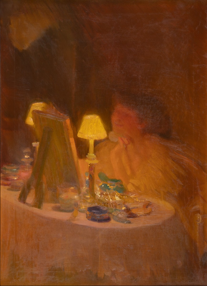 Alfredo Protti - Bologna - The Makeup - Oil On Canvas, Circa 1912