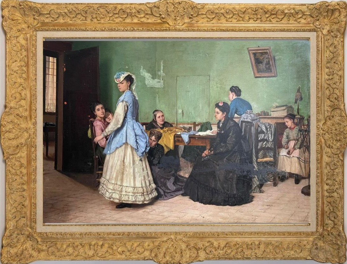 Gaetano Palazzi -  La coupe de la robe - Toile - Signé - Vogue - Mode -photo-2