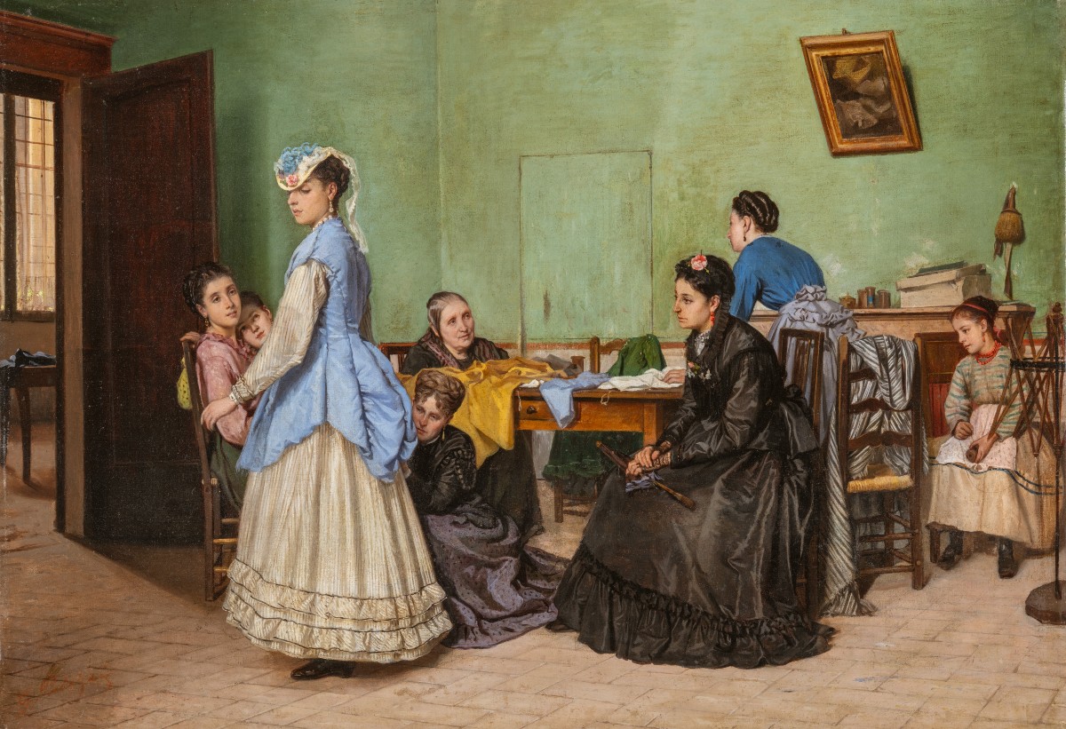 Gaetano Palazzi -  La coupe de la robe - Toile - Signé - Vogue - Mode