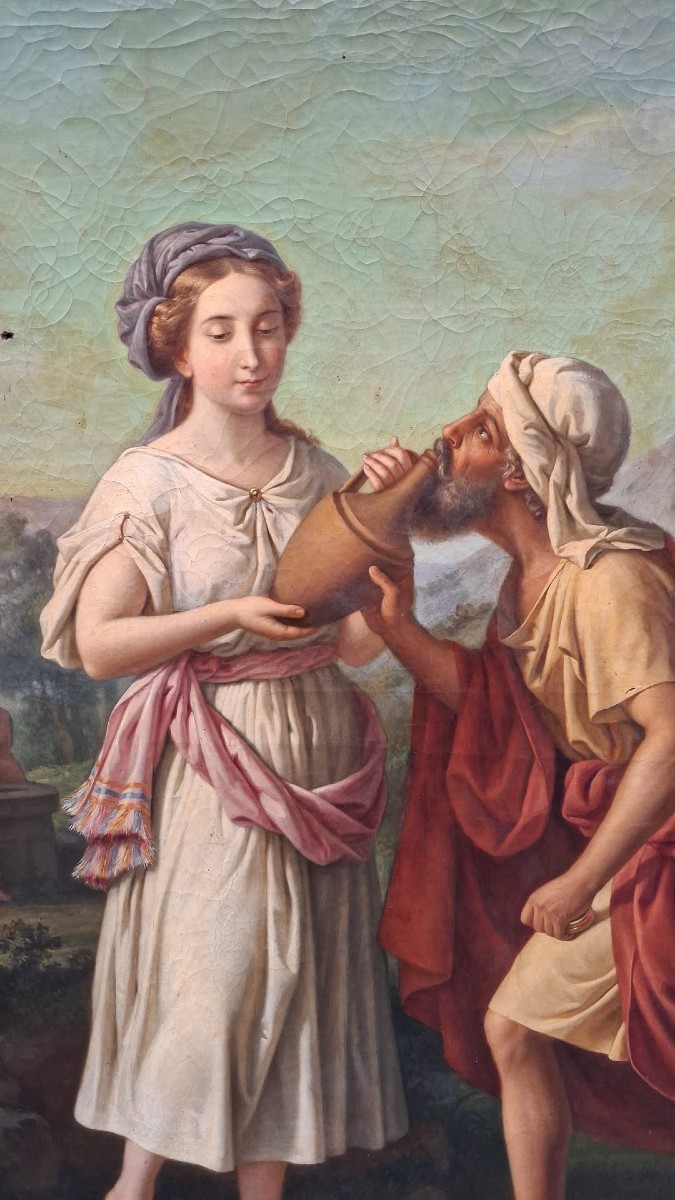 Raffaele Spanò - Rebecca et Elizer - Huile - Signé - Naples-photo-2