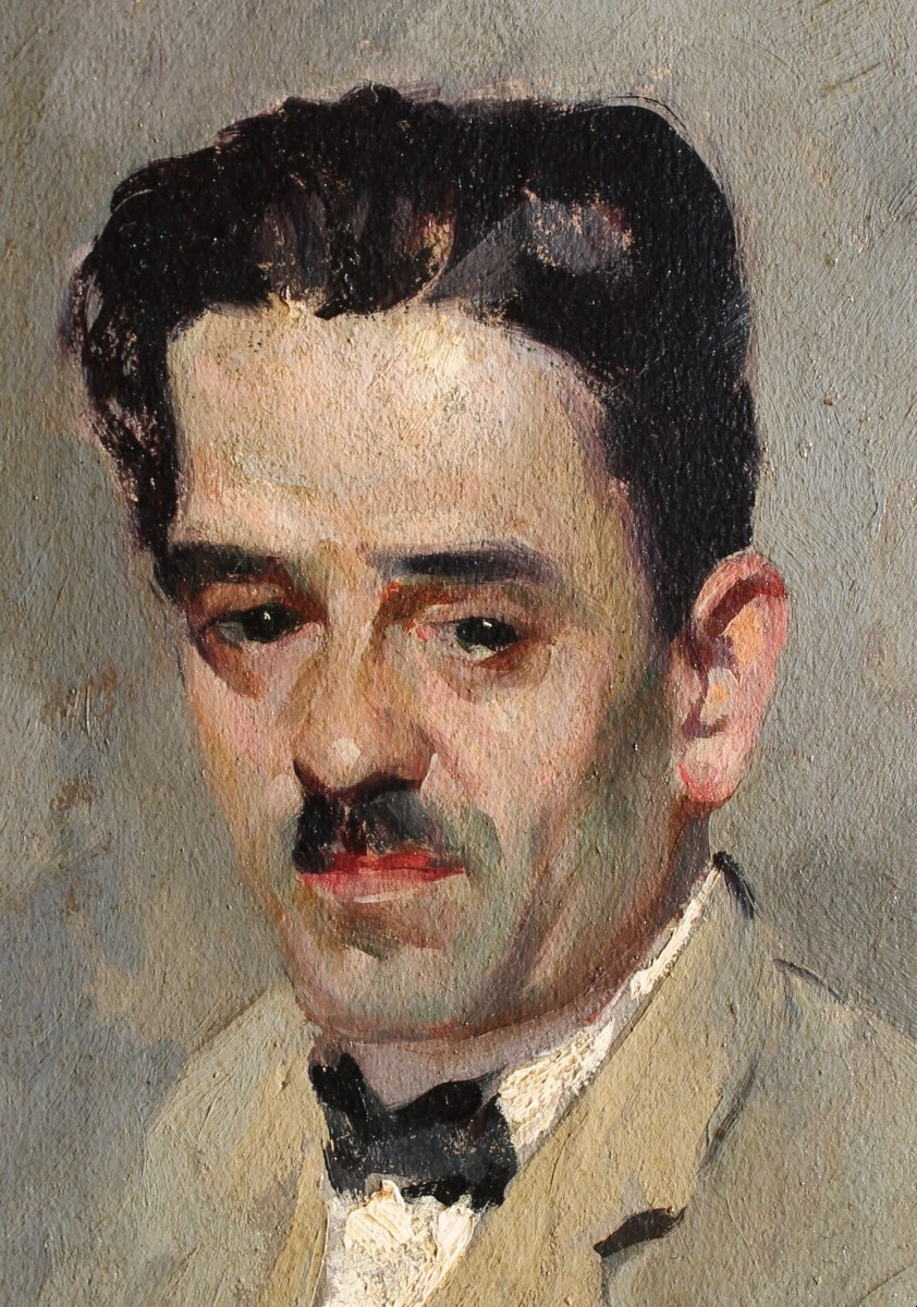Leone Romolo - Naples - Portrait masculin Homme - Huile - Signé - Art deco - Autoportrait