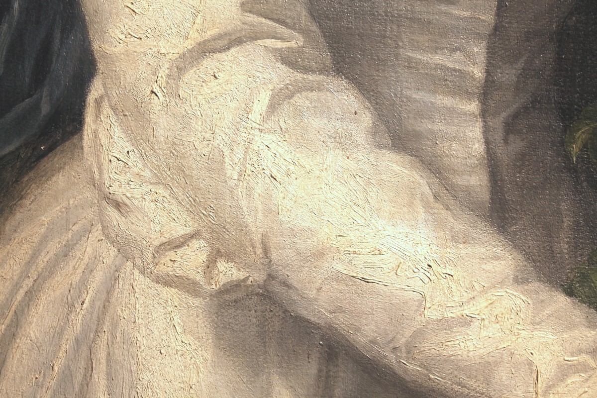 Maria Spanò - Woman With Flowers - Oil On First Canvas - Naples - Signed - 19th Centurty 1887-photo-3