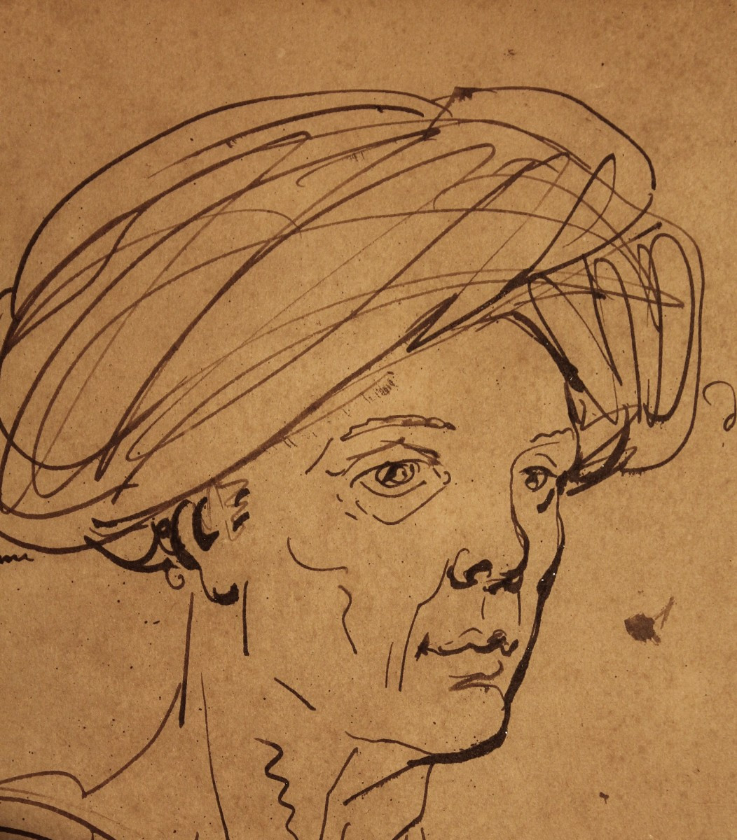 Mathieu Ignace Van Bree - Dessin - Plume - Cachet - Portrait d'homme avec turban-photo-3